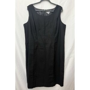 Chadwicks 55% Linen Blend Shift Dress Black Womens Plus‎ Size 18W